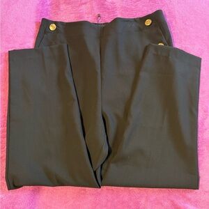 Womens Black Pants with Gold Button Accents #547